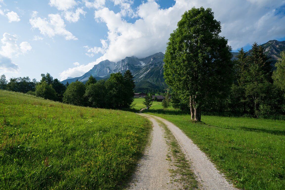 Ramsau road and mountains